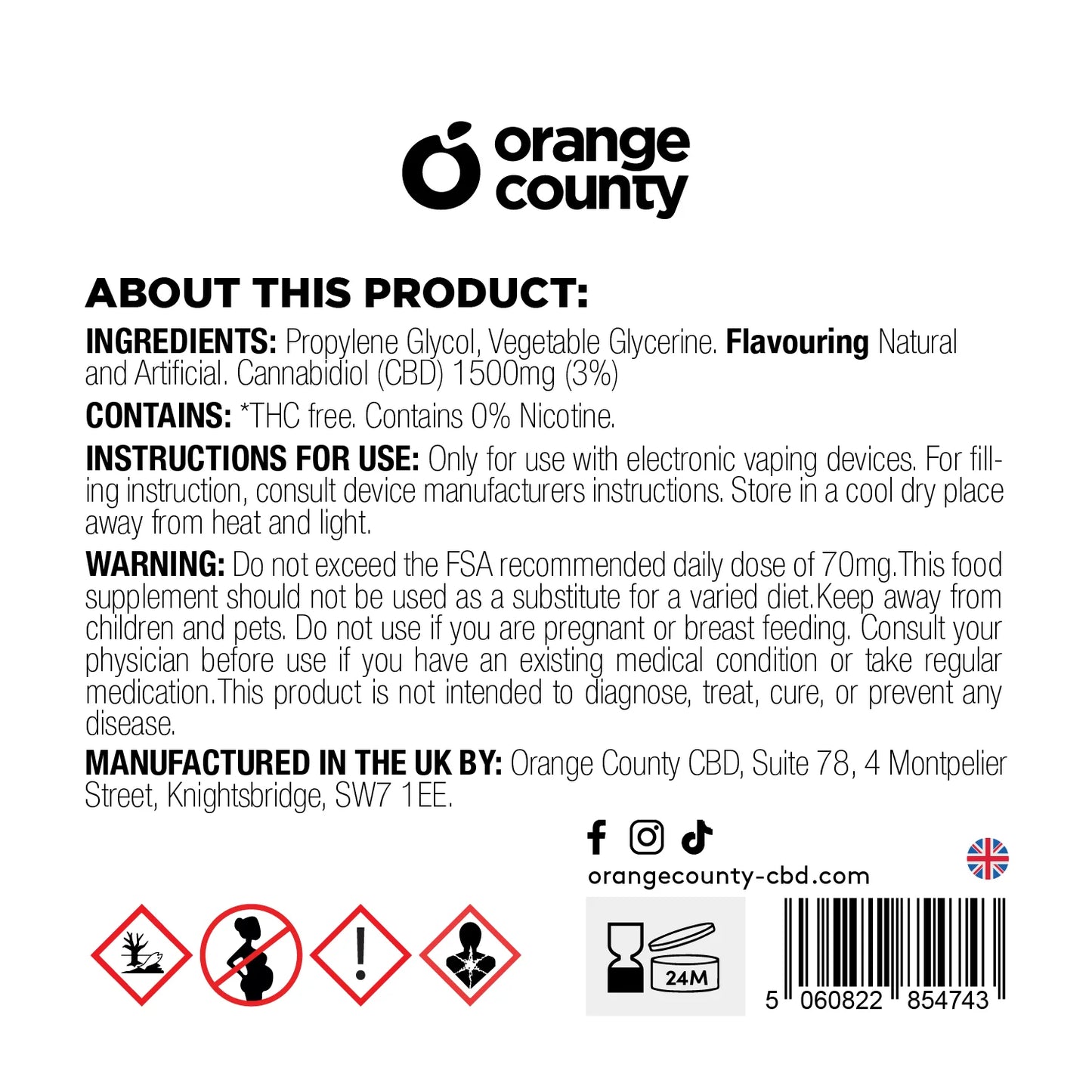 The OC CBD E-Liquid 1500mg (50ml)